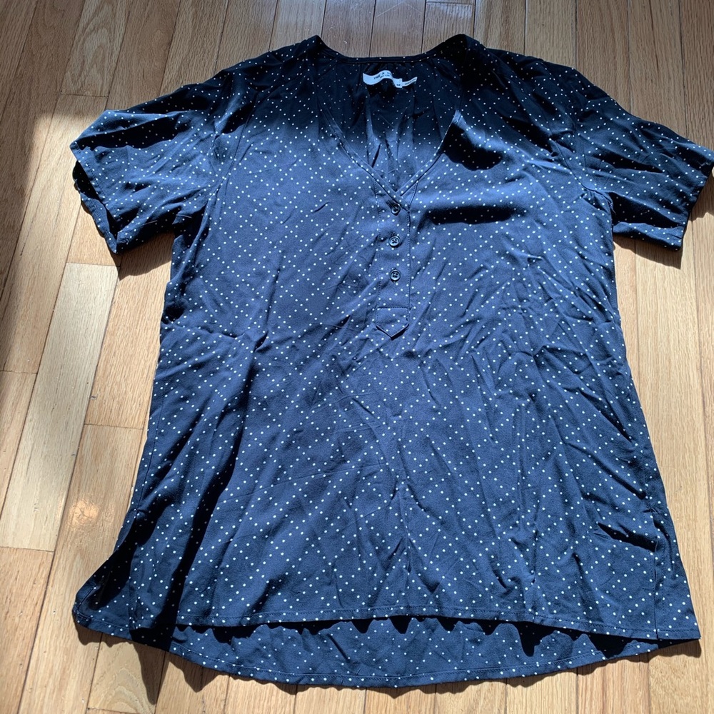 Rag & Bone Black Multi Dot Short Sleeve Top Small